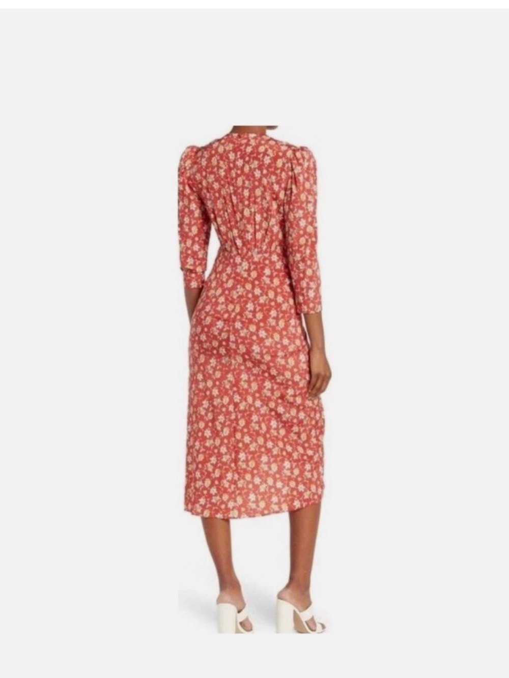 Veronica Beard Mary Silk Ditsy Floral Ruched Midi Dresss - Picture 2 of 6